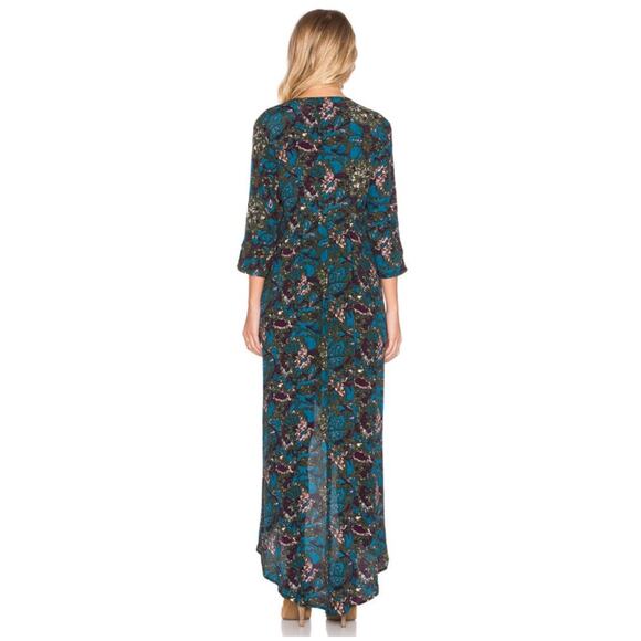 Knot Sisters, M | Floral Boho Maxi T-Shirt Kimono Dress - Picture 2 of 7